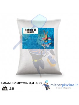 SABBIA DI QUARZO SFERICO CON GRANULOMETRIA - 0,4-0,8 - CONFEZIONE DA 25 KG